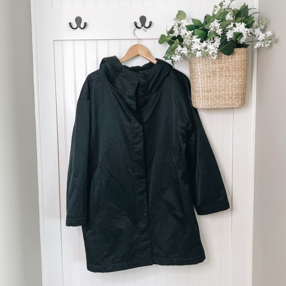 Eileen Fisher Stand Collar Down Puffer Parka Coat